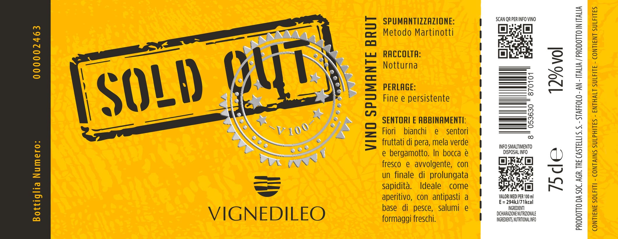 Etichetta Sold Out Vignedileo
